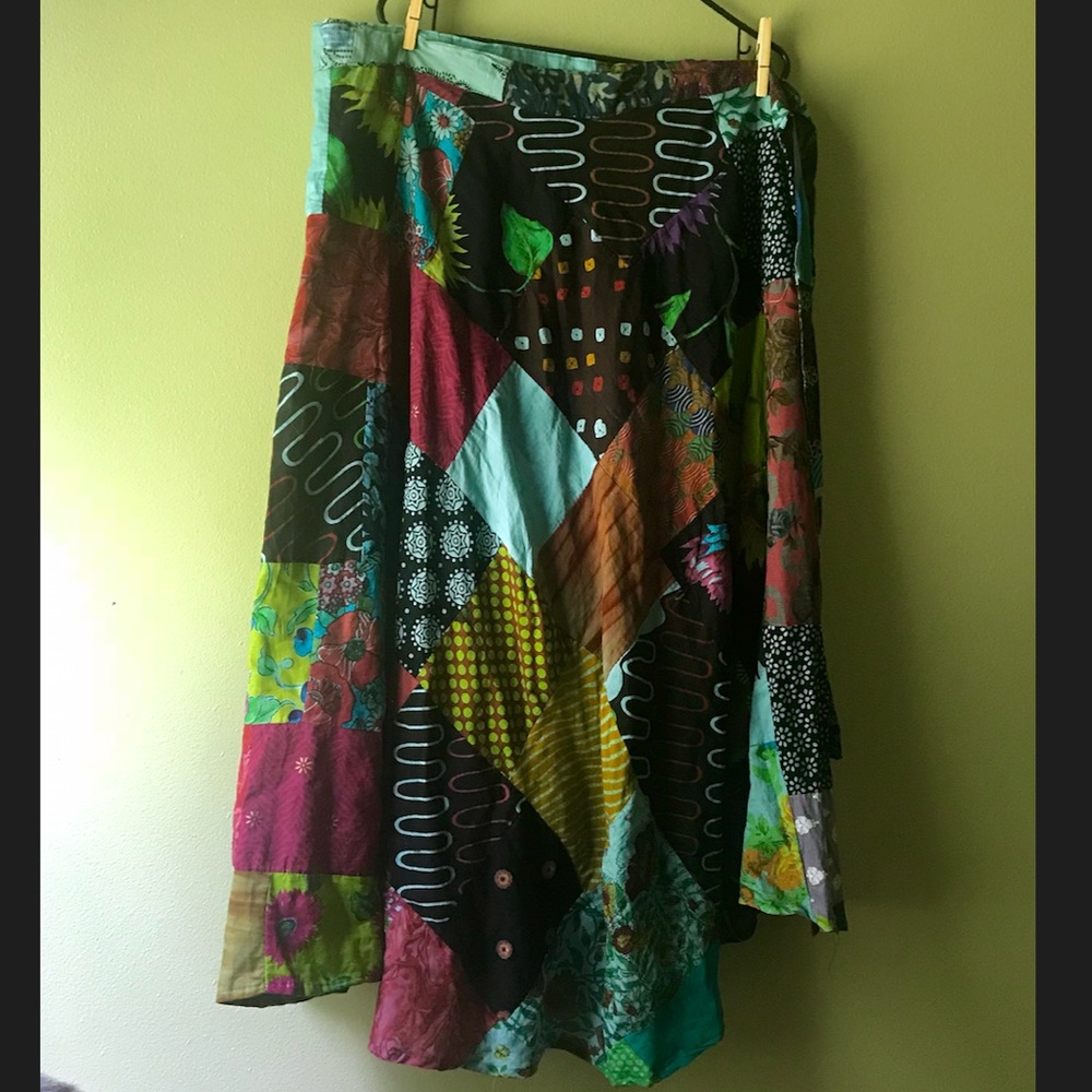 Patchwork wrap skirt, one size